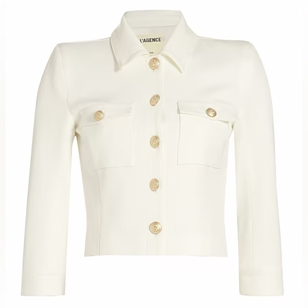 L'AGENCE Kumi Cropped Fitted Jacket in White size 0